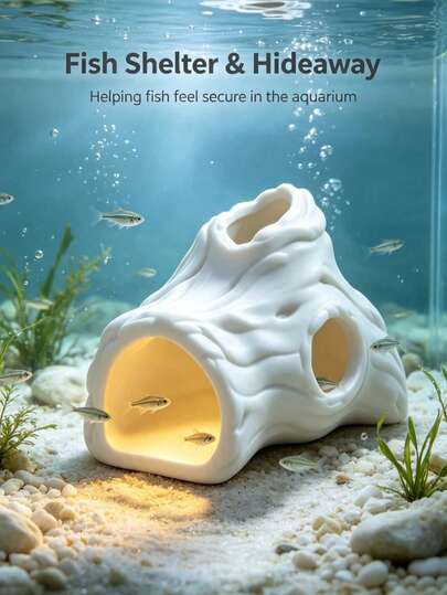 1pc Aquarium Landscape Tree Hollow Hideout, Natural Style Fish & Shrimp Hiding Cave, Small Fish & Shrimp Shelter Decorative Ornament