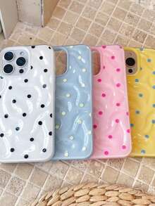Minimalist Dopamine Polka Dot Cross-Border Applicable Apple 16 Pro Max Phone Case 15 Soft Protective Cover - Blue - View 2