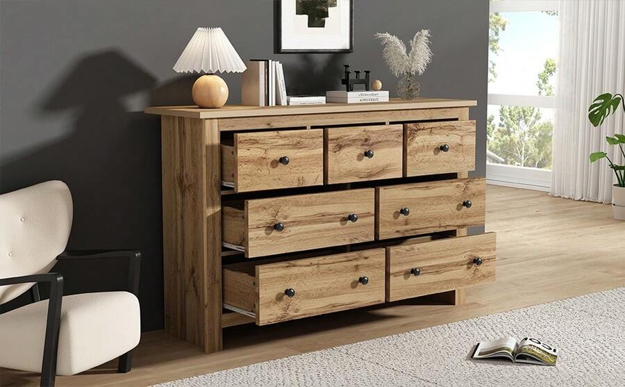 Sideboard With Storage Brown Made Of Wood For Dining Room And Living Room - Brown - View 1