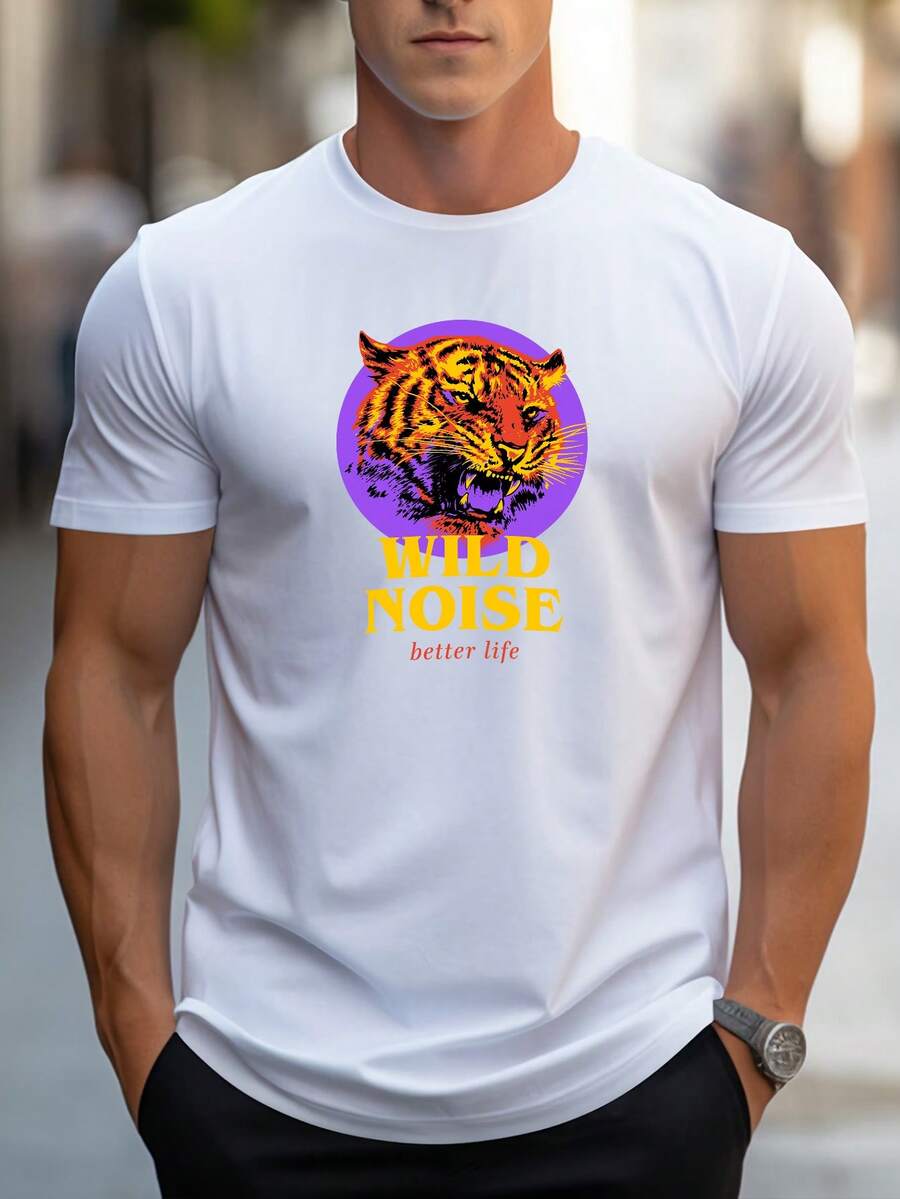 Men's Pure Cotton Short-Sleeve T-Shirt Casual Summer Basic Comfortable Breathable Regular Fit Daily Wear Top - 白色 - 查看 1