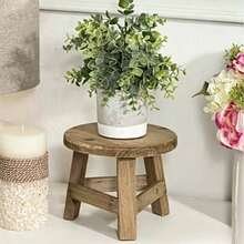 Wooden Stool, Small Round Flower Pot Stand Suitable For Indoor And Outdoor, Decorative Display Rack Suitable For Flower Pots, High Wooden Base For Living Room, Patio Or Balcony - A - View 3