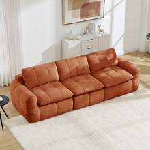 Ergonomic 3 Seat Orange Modular Sofa - Chenille Fabric For Living Room And Lounge - Orange 3 Seat - View 1