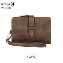 MIYIN 女士便攜復古 RFID 防盜刷三折錢包,可拆卸腕帶,多卡槽、身分證視窗與拉鍊零錢袋 - 彩色 - 查看 17