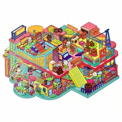 One Set Of 3D Scene‑Building Stickers,Cyberpunk Series,Futuristic Creative Scene Stickers,Fun Drawing Stickers For Kids,Stress‑Relief Scene‑Building Toy
