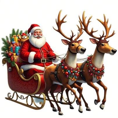 1/2/3pcs Christmas Santa Reindeer Sleigh Heat Transfer Iron-On Patch, Gift Bear Christmas Holiday Iron-On Sticker DIY T-Shirt Sweatshirt Pillow Fabric Bag