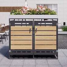 Black Iron Patio Storage Shed With Flower Box – Outdoor Garden Tool Box - Black - View 3