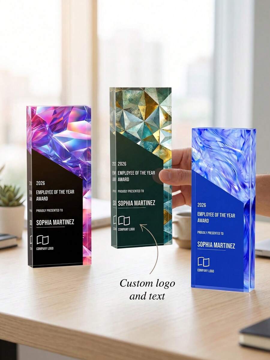 1pc Custom Logo And Text Trophy Award,Top Performer And Trophy Award,Million Dollar Club Recognition Plaque - Multicolor - View 1