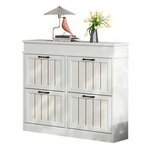 Shoe Cabinet White Made Of Wood For Hallway And Entryway - 白色 - 查看 6