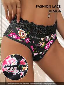 3pcs Women's Floral Lace Panty Set, Soft Elastic Underwear, Comfortable Mid-Waist Panties, Suitable For Daily Wear, Work, Travel - Multicolor - View 4