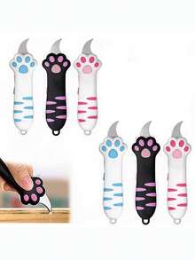 Cute Cat Paw Retractable Practical Mini Portable Cartoon Paper Cutter, Perfect For Opening Packages, Cutting Letters, DIY Crafts - This Kawaii Style Paper Knife Comes With A Lanyard Hole, Suitable For Office, Home And School Use, Halloween Gift, Christmas Gift, Great Gift For Family And Friends. - A - View 6