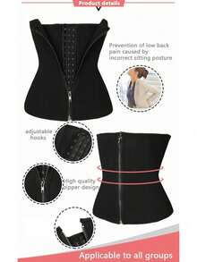 1pc Women's Black Double Layer High Compression Shapewear, Waist Trainer, Abdominal Control Body Shaper - Multicolor - View 9