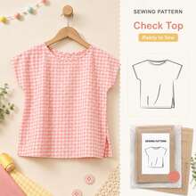 Round Neck Short Sleeve Women's Blouse Sewing Pattern, Kraft Paper Material, 1:1 Scale, Includes Instructions, Size: 0-3 Months To 5-6 Years (62 To 118), Multi-Size Clothing Template, Can Make Girls' Summer T-Shirts, Efficient Tool For Adult Sewing Enthusiasts, Suitable For Beginners' Sewing Pattern Making - A - View 8
