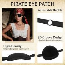 5pcs Women's Pirate Theme Halloween Costume Set, Red | Renaissance Pirate Style Headscarf, Corset, Necklace, Eye Patch, Earrings, Designed For Pirate Theme Party - Multicolor - View 4