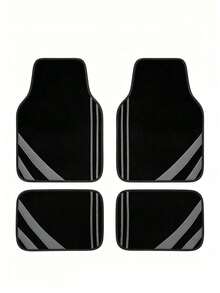 4pcs Blue Striped Car Floor Mats, Suitable For All Seasons And Holidays, Beautiful Pattern You Will Love - A - View 11
