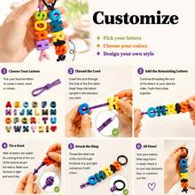 Llavero de cuentas de letras acrílicas personalizadas DIY - Llavero de cuentas de letras acrílicas de colores personalizado, llavero de cuerda tejida adecuado para bolsos y llaves, llavero de cuentas de letras con nombre personalizado - Llavero de cuentas de letras acrílicas de colores personalizado, accesorio de decoración de bolso de cuerda tejida y llavero, llavero de cuentas de letras personalizado DIY - Llavero de cuentas de letras acrílicas de colores personalizado, llavero de cuerda tejida regalo para amigos y familia - multicolor - Ver 9
