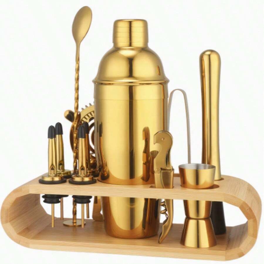 12-Piece Stainless Steel Cocktail Stirrer Set - A Complete Bartender Set Including Measuring Cup, Stirrer, Pourer, Etc., Suitable For Home Bars And Restaurants. - View 1