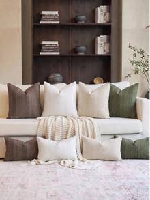 1PC/2PCS Decorative Striped Throw Pillow Cover, Textured Linen Pillowcase, Suitable For Sofa, Bed, Chair, Living Room, Home Decor, Country Style - Beige - View 11