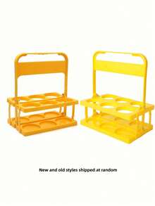 Foldable Plastic 6-Pack Beer & Beverage Carrier - Portable, Lightweight, Sturdy, With Handle, Suitable For Canned & Bottled Beverages (Coffee, Tea, Milk, Etc.); Perfect For Daily Use, Parties, Beer Festivals & Picnics - Multicolor - View 8