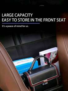 Extra Large Multi-Compartment Canvas Car Storage Bag, Back Seat Organizer Mesh, Suitable For Travel And Road Trips, Space-Saving Vehicle Back Seat Storage Bag, Durable Car Accessory, Can Store Phone, Documents, Snacks, Charger And Travel Essentials - Multicolor - View 2