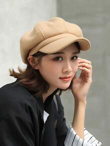1pc Women's Beret/Women's Hat, Wearable Octagonal Cap, Minimalist Style, Suitable For Daily Wear, Warm For Autumn/Winter - A - View 3
