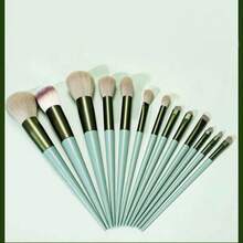 New Random 4-Piece Mint Green Makeup Brush Set: Portable Soft Bristle Brushes, Blush Brushes, Eyeshadow Brushes, Powder Brushes, Contouring Brushes, Concealer Brushes, Complete Makeup Tool Set With Flannel Bag For Storage - Mint Green - View 5