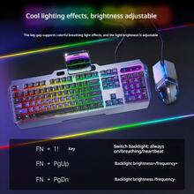 AOC KM410 Wired Gaming Keyboard And Mouse Set, Mechanical Feel, 104 Keys, Office Computer Keyboard Set, Metal Panel, Ergonomic Design - View 3