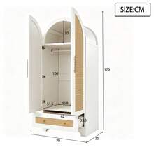 Wardrobe Cabinet With Storage White Wood - Double Door Design - 白色 - 查看 4