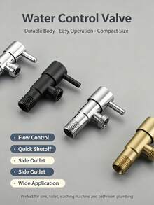 304 Stainless Steel Single Handle Shut-Off Valve, Copper-Free Design, Black, Bronze, Gold Plated Options, Corrosion-Resistant Water Control Valve, Suitable For US And EU Plumbing, Applicable For Bathroom And Industrial Use - Multicolor - View 4