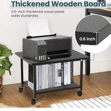 SwaaVee Soporte para impresora, soporte para impresora de 2 niveles debajo del computadora, carrito para impresora con ruedas para el hogar, oficina, estante de almacenamiento resistente, negro - Multicolor - Ver 6