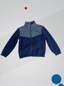 1pc Men's Autumn/Winter Colorblock Fleece Stand Collar Zip Jacket, Retro Contrast Warm Outerwear, Casual Commute Coat - Blue - View 4