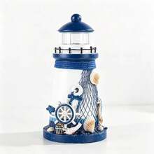 1pc 13cm Wooden Mini Lighthouse Mediterranean Style Home Decor Craft Gift Ocean Lighthouse Ornament 5pcs Set - 1PC - View 6