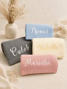 Personalized Knitted Blanket With Custom Name, Throw For Sofa And Bedroom Decor, Christmas Gift For Parents And Grandparents - 80*100cm - View 2