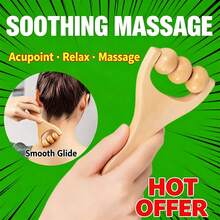 Natural Wooden Therapy Massage 2-Piece Set, Manual Wooden Roller Massager, Portable Body Shaping Tool, Relieve Shoulder, Waist, Thigh Muscle Soreness, Home Self-Use Massage - Set - View 4