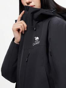 CAMEL CROWN Jaket Musim Dingin Wanita 3-in-1 Tahan Air dengan Jaket Dalam Bulu Angsa, Mantel Luar Ruangan Berkerudung Tahan Angin untuk Mendaki Gunung, Ski, Berkemah, Perjalanan, dan Cuaca Dingin - Hantu Hitam - View 4