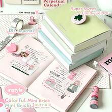 1pc Colorful Thick Diary Notebook, Ins Style Small Brick Notebook, 400 Pages Large Capacity Student Planner Notebook, Student Daily Record Book, Business Office Memo Pad, Suitable For School, Office, Travel, Back To School Gift - Multicolor - View 1