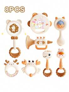 Set Mainan Bayi 8 Buah yang Menenangkan, Termasuk Mainan Kerincingan Tangan, Gendang Tangan, Terompet Mini, dan Mainan Pembelajaran Dini Lainnya, Termasuk Mainan Sensorik untuk Menggenggam, Menggoyang, dan Mengenali Suara untuk Meningkatkan Perkembangan Pendengaran dan Penglihatan, Meningkatkan Kekuatan Genggaman Tangan Bayi, Cocok Sebagai Hadiah Ulang Tahun/Liburan untuk Bayi Baru Lahir dan Balita - MultiWarna - View 11