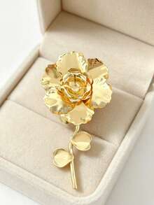 1pc Vintage 3D Gold Rose Flower Brooch, High-End Metallic Texture Floral Pin, Elegant Luxury Accessory For Suit, Coat, Jacket, Dress, Evening Gown, Banquet, Commute, Daily Wear, Exquisite Petal Detail, Versatile Atmosphere-Enhancing Ornament, Suitable For Gift Or Personal Use, Women's Elegant Elegant Decorative Accessory, Fade-Resistant Fashion Retro Flower Design Brooch, Create Sophisticated High-End Outfit Look - Gold - View 7