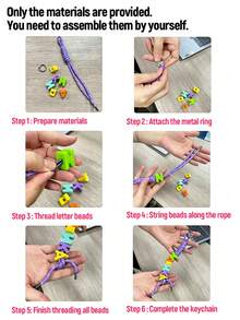 Llavero de cuentas de letras acrílicas personalizadas DIY - Llavero de cuentas de letras acrílicas de colores personalizado, llavero de cuerda tejida adecuado para bolsos y llaves, llavero de cuentas de letras con nombre personalizado - Llavero de cuentas de letras acrílicas de colores personalizado, accesorio de decoración de bolso de cuerda tejida y llavero, llavero de cuentas de letras personalizado DIY - Llavero de cuentas de letras acrílicas de colores personalizado, llavero de cuerda tejida regalo para amigos y familia - multicolor - Ver 2