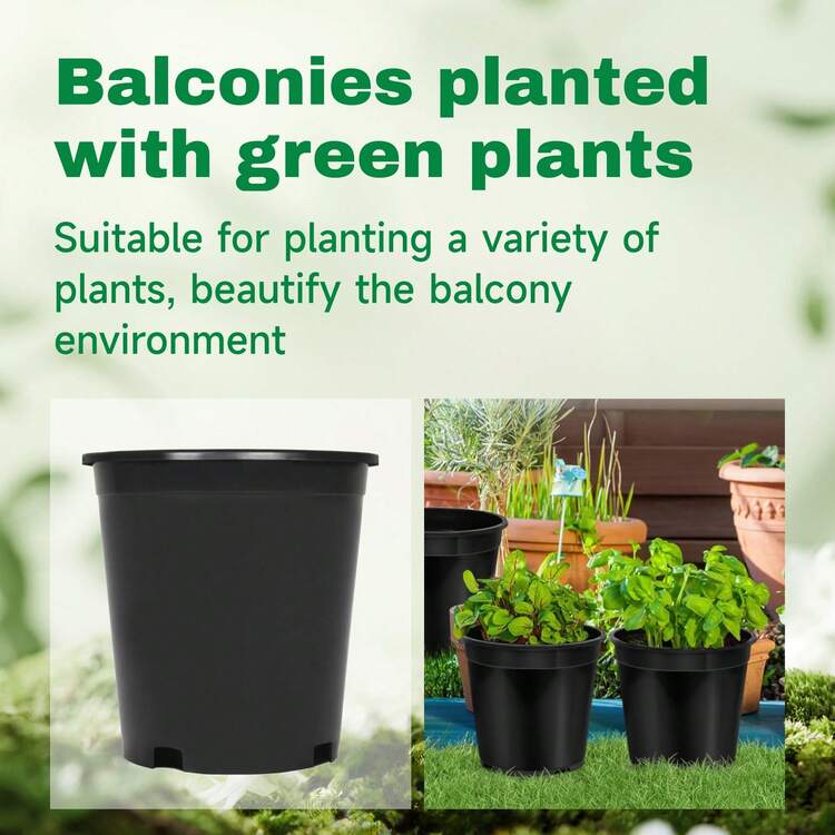 10-Pack 2-Gallon Black Round Flower Pots With Drainage – Perfect For Seedlings, Cuttings, Succulents, And Germination, Reusable For Patio, Lawn, Garden, Indoors And Outdoors. - 黑色 - 查看 8