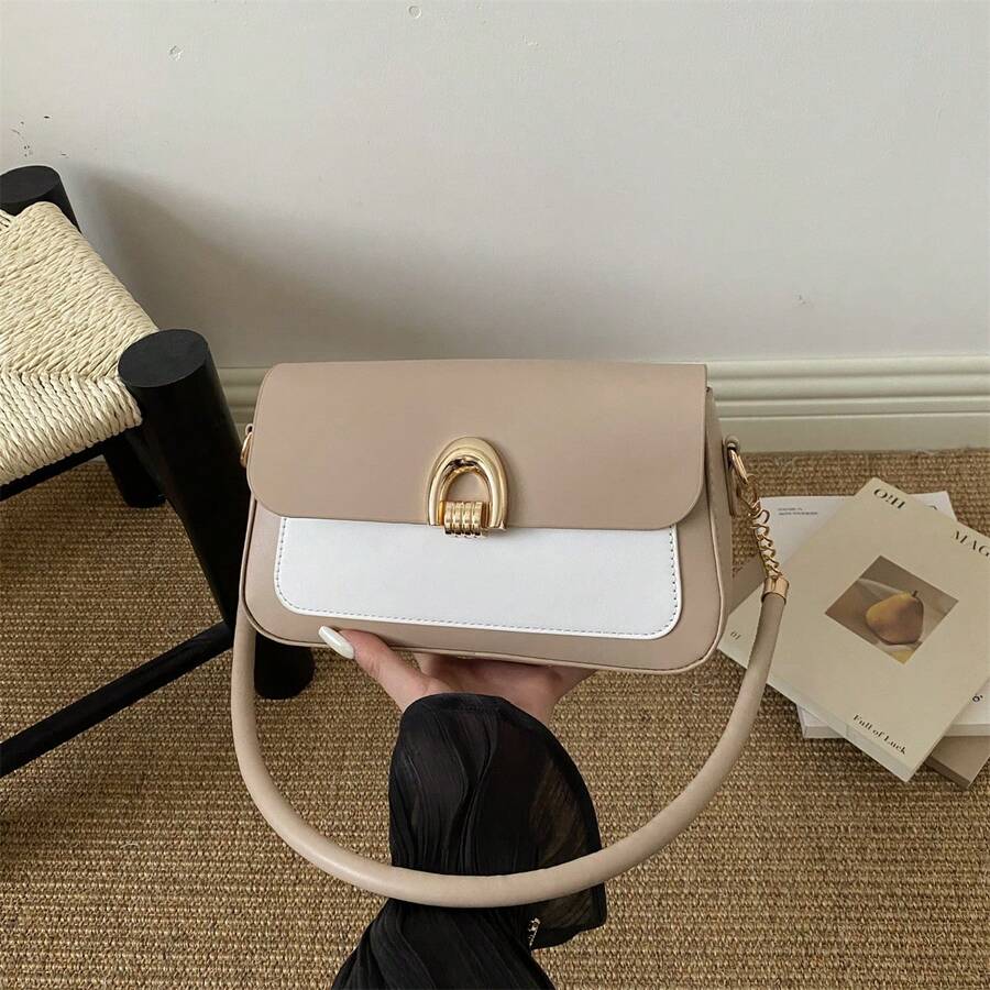Fashion Lock 2026 Solid Color Lock Design Luxury Casual Large Capacity Minimalist Crossbody Shoulder Small Square Women's Bag - Multicolor - View 1