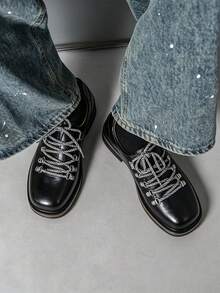 Men's Retro British Chelsea BootWith Chain Decor, Suede Ankle Boots - Black - View 3