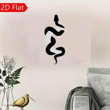 1pc Wooden Snake-Shaped Mirror Hanging Decor, Unique Decorative Item For Living Room And Bedroom, Creative 3D Bohemian Style Moon Home Decor Ornament (Suitable For Home And Holiday Scene Atmosphere Decoration) 2D Flat - A - View 2