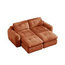 Sofa Orange Made Of Chenille For Living Room - 橘色雙座 - 查看 6