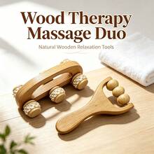 Wooden Massage Tool Set, Handheld Wooden Roller Massager, Suitable For Full Body, Anti-Cellulite Lymphatic Detox Muscle Relaxation Massager, Suitable For Neck, Back, Legs, Home SPA Use - View 1