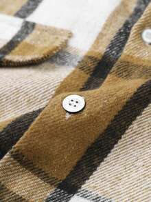 Tween Boy Spring/Summer Non-Down Casual Commuter Fashion Versatile Plaid Casual Shirt - Brown - View 5