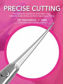 1pc Stainless Steel Ultra-Fine Curved Blade Cuticle Scissors, Multi-Purpose Precision Small Scissors For Eyebrows, Eyelashes, Nails, Beauty And Grooming - Silver - View 4