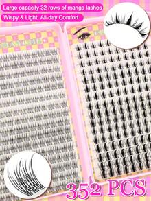 352Pcs Wispy Manga Comic Eye Lash Clusters, 8‑16mm Mixed Length Individual Eyelashes With Bond Seal Glue & Tweezer, DIY At‑Home Lash Extension Kit For Beginners - Pink - View 5