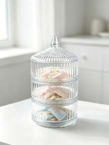 3‑Tier/1-Tier Stackable Glass Candy Jar, Decorative Storage Canister With Lid, Decorative Jar,Kitchen Organizer,Multi‑Layer Divided Snack Container For Sweets Nuts Cookie Home Kitchen Countertop,Two Color Options - Clear - View 10