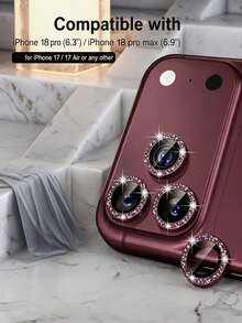 3pcs [2027 New] 9H Aviation Grade Tempered Glass Camera Lens Protector, Compatible With IPhone 18 Pro Max/18 Pro, Invisible Fit, Anti-Pixelation, High Definition Transparent, Independent Metal Ring, Scratch-Resistant Bubble-Free Easy Installation, Compatible With Phone Case, Birthday Gift (Wine Red) - Burgundy - View 5
