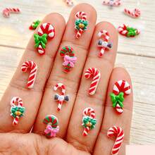 10/30/50pcs Colorful Mini Cartoon Christmas Candy Cane Flat Back Resin Decorations - For Handmade Crafts, Scrapbooking, DIY Wedding Decor - Ideal Gift Choice For Valentine's Day, Halloween And Christmas - Random Mix - Christmas Candy Cane - View 4